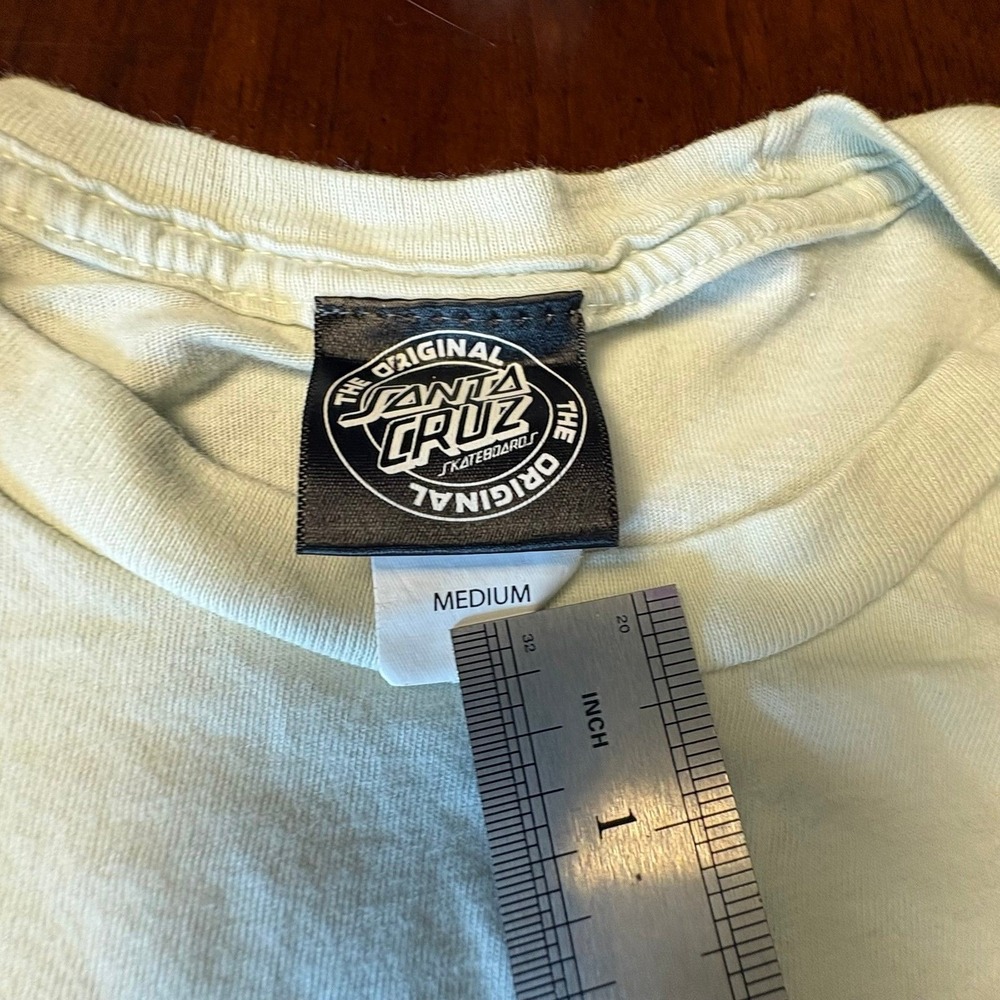 Santa Cruz Floral Dot Logo Skate T-Shirt Women's Medium Cream Tee Surf Cali - Picture 5 of 5